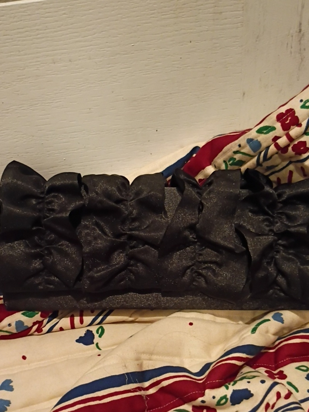 Black Ruffle Decorative Pillow by